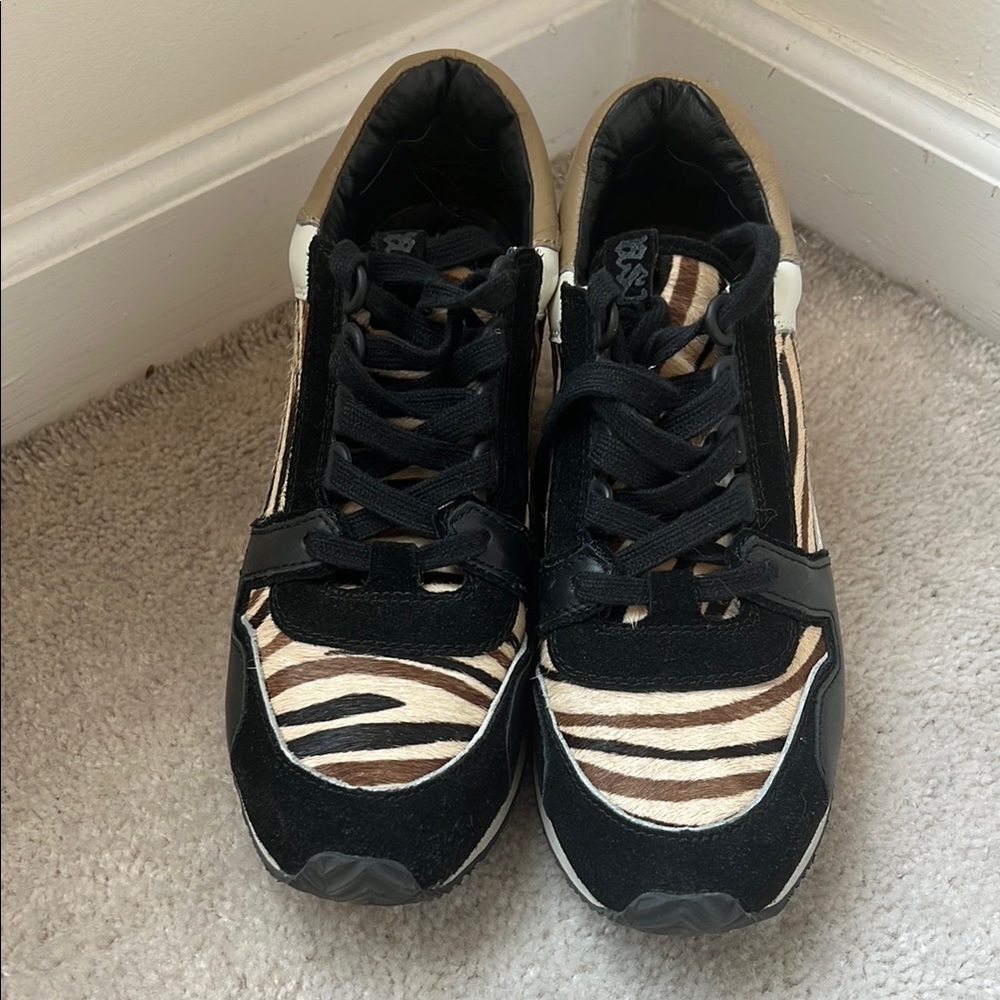 Zebra Print Sneakers with Black Accents